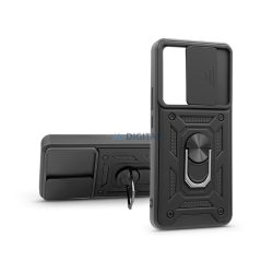  Xiaomi 12T/12T Pro ütésálló hátlap gyűrűvel és kameravédővel - Defender Slide - fekete