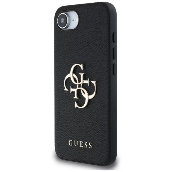 Guess PU Grained Big 4G and Classic Logo kemény tok iPhone 16e-hez - fekete
