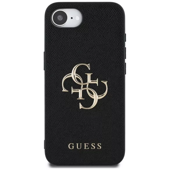 Guess PU Grained Big 4G and Classic Logo kemény tok iPhone 16e-hez - fekete