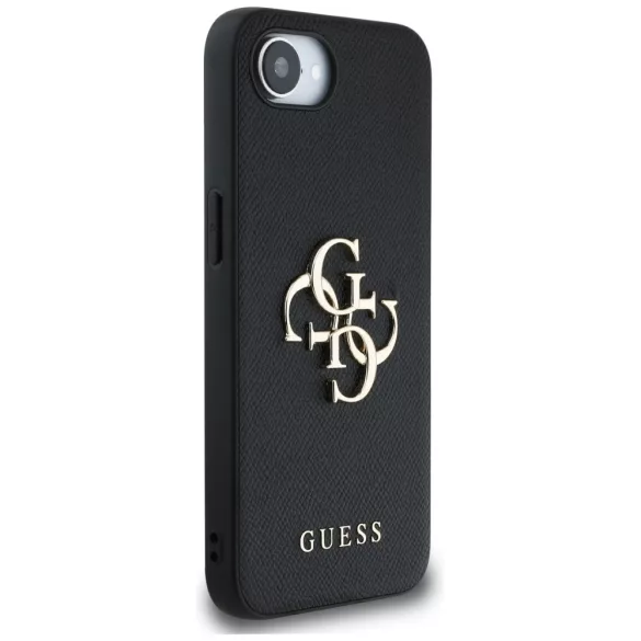 Guess PU Grained Big 4G and Classic Logo kemény tok iPhone 16e-hez - fekete