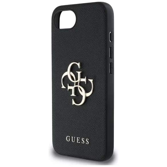 Guess PU Grained Big 4G and Classic Logo kemény tok iPhone 16e-hez - fekete
