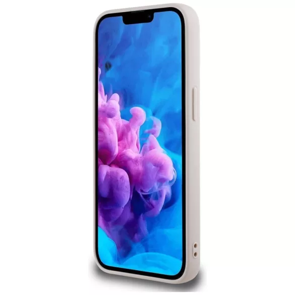 Guess HC MagSafe PU texturált aranygyűrűs tok iPhone 16e, rózsaszín