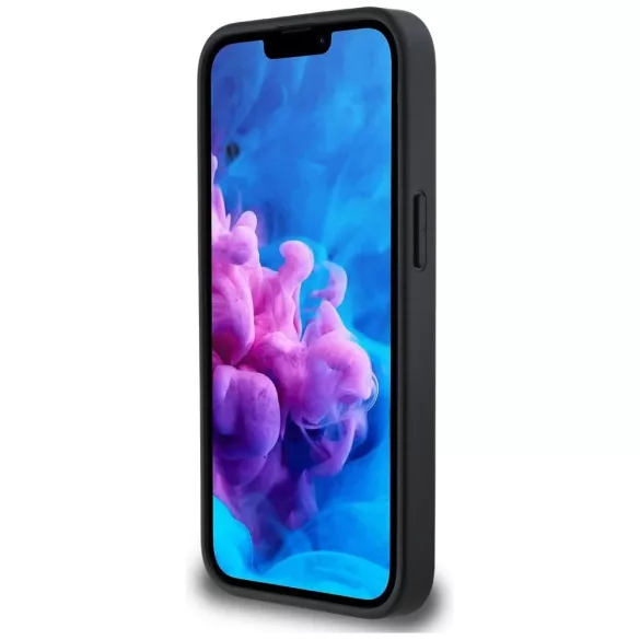 Karl Lagerfeld HC rögzített csillogó K&C Heads logós fém kitűző tok iPhone 16e, fekete