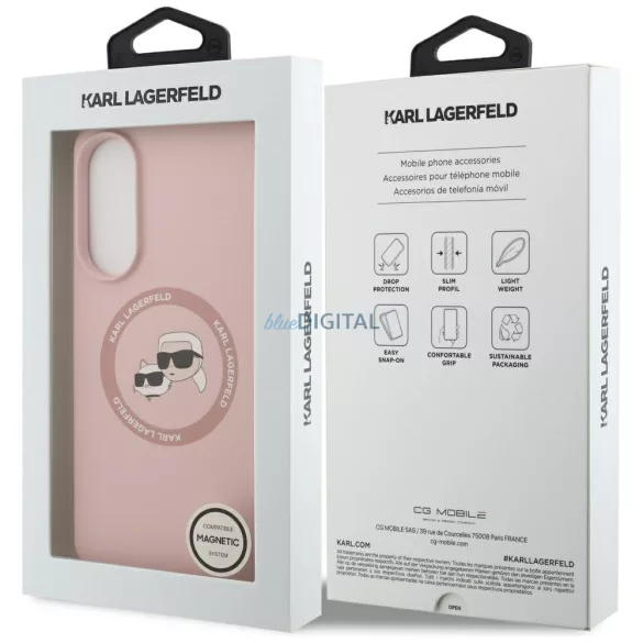 Karl Lagerfeld tok Samsung Galaxy S25 Edge – MÁGNESES SZILIKON, KÉTFEJŰ, rózsaszín
