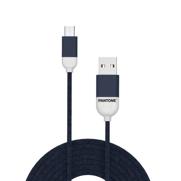 PANTONE PT-MC001-5 USB-A - microUSB kábel 1,5m 2.4A - tengerészkék 2380C
