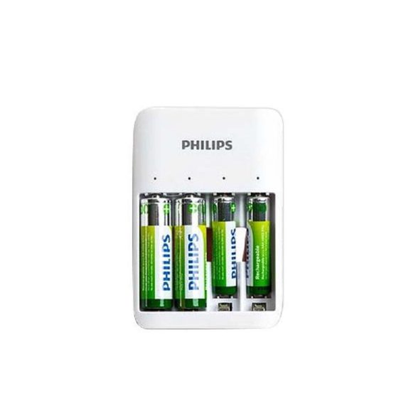 Philips négycsatornás akkumulátortöltő nikkel-fémhidrid (NiMH) újratölthető elemekhez + 2xAA 1300mAh + 2xAAA 7000mAh
