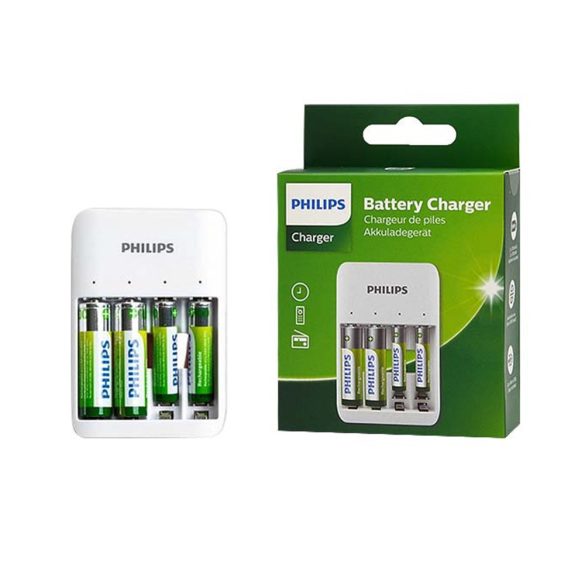 Philips négycsatornás akkumulátortöltő nikkel-fémhidrid (NiMH) újratölthető elemekhez + 2xAA 1300mAh + 2xAAA 7000mAh