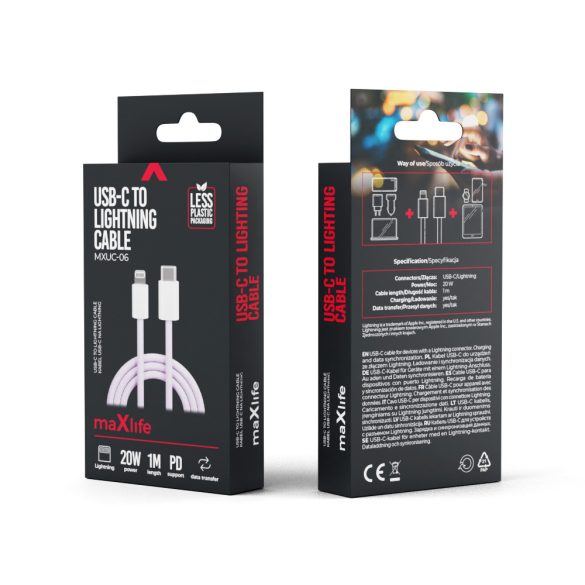 Maxlife MXUC-06 Type-C - Lightning kábel 20W 1m - lila