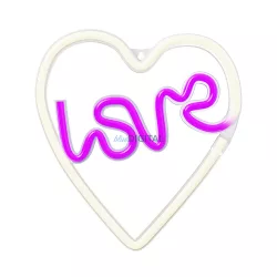Neon LED LOVE W SERCU lila fehér NNE02 Neolia