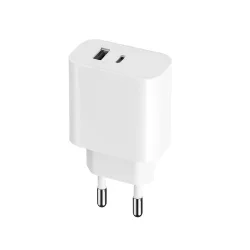   Maxlife MXTC-06 hálózati töltő 1xUSB-A és 1xUSB-C csatlakozással PD QC 30W - fehér