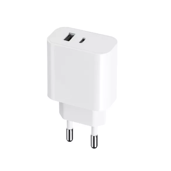 Maxlife MXTC-06 hálózati töltő 1xUSB-A és 1xUSB-C csatlakozással PD QC 30W - fehér