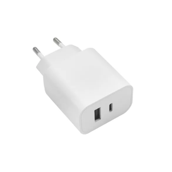 Maxlife MXTC-06 hálózati töltő 1xUSB-A és 1xUSB-C csatlakozással PD QC 30W - fehér