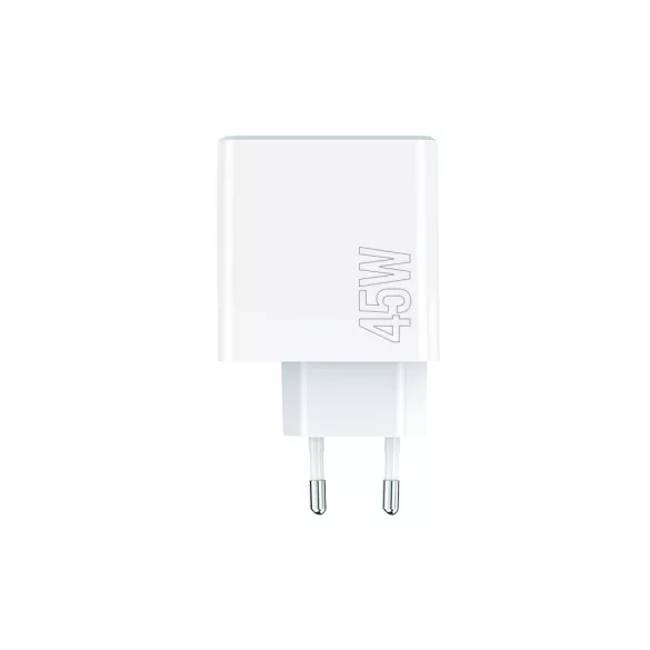 Maxlife MXTC-07-45AC hálózati töltő 1xUSB-A és 1xUSB-C csatlakozással PD QC 45W - fehér