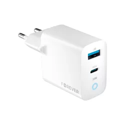   Forever TC-06-20AC hálózati töltő 1xUSB-A és 1xUSB-C csatlakozással PD QC 20W - fehér
