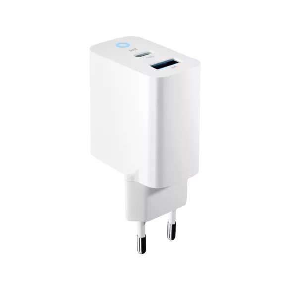Forever TC-06-20AC hálózati töltő 1xUSB-A és 1xUSB-C csatlakozással PD QC 20W - fehér