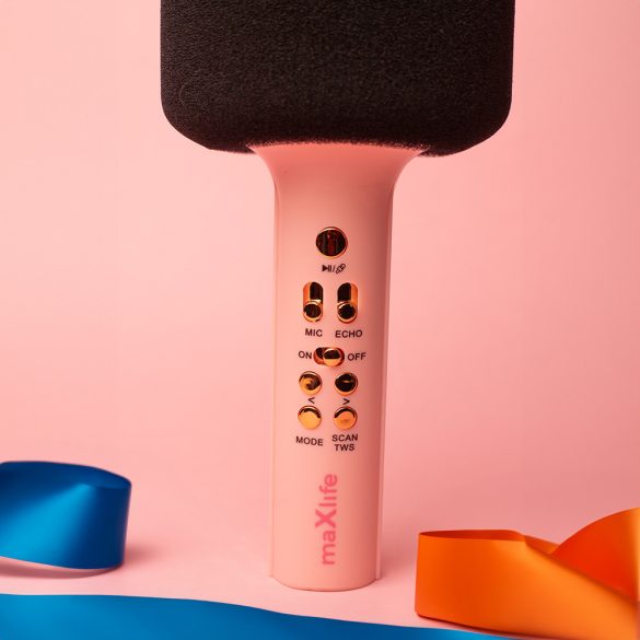 Maxlife MXBM-600 Bluetooth mikrofon hangszóróval - rózsaszín