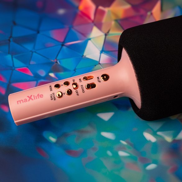 Maxlife MXBM-600 Bluetooth mikrofon hangszóróval - rózsaszín
