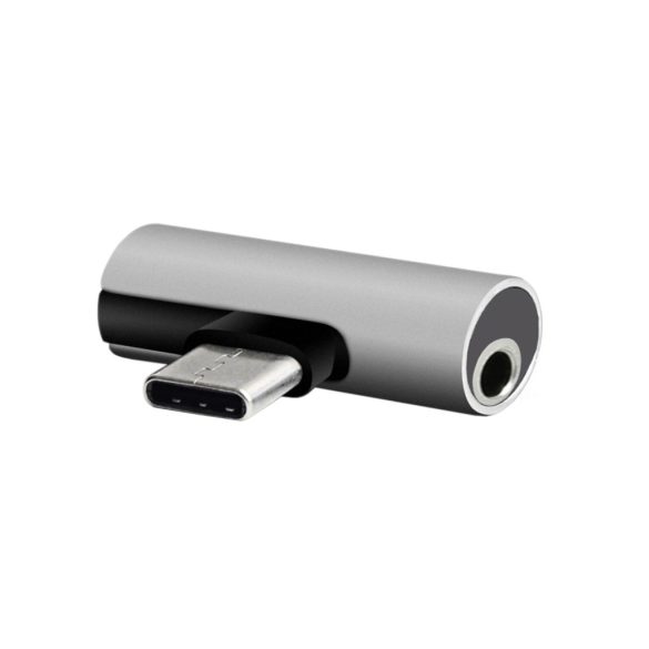 Setty AD-C-JC-7 USB-C - 3.5mm jack/USB-C audio adapter - ezüst színű