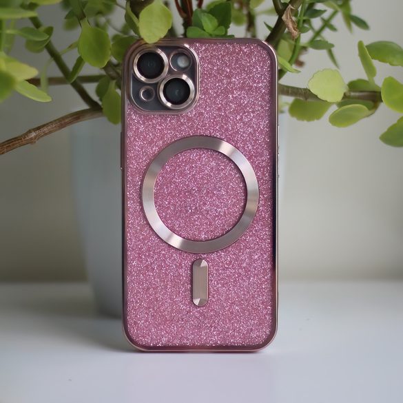 Glitter Chrome MagSafe-kompatibilis tok iPhone 14 Pro - rózsaszín