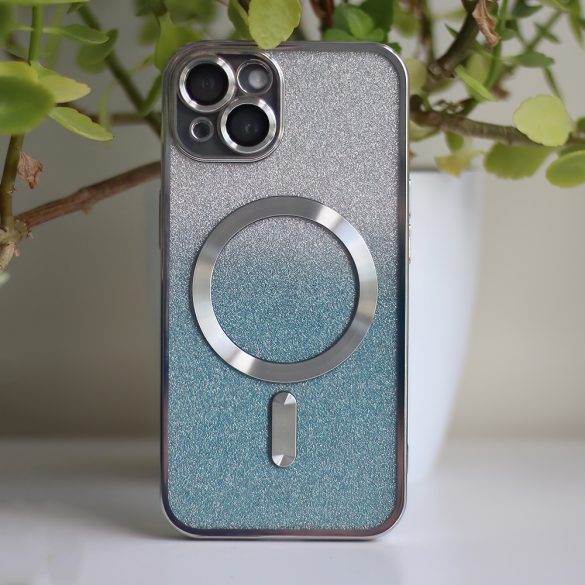 Glitter Chrome MagSafe-kompatibilis tok iPhone 14 Pro - kék-ezüst színű