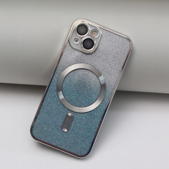 Glitter Chrome MagSafe-kompatibilis tok iPhone 14 Pro - kék-ezüst színű