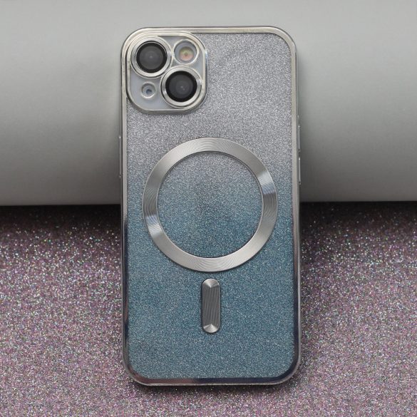 Glitter Chrome MagSafe-kompatibilis tok iPhone 14 Pro - kék-ezüst színű