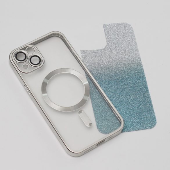 Glitter Chrome MagSafe-kompatibilis tok iPhone 14 Pro - kék-ezüst színű