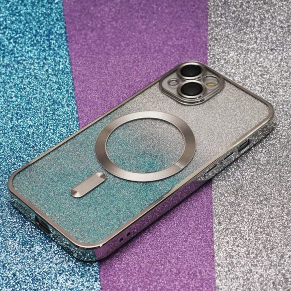 Glitter Chrome MagSafe-kompatibilis tok iPhone 14 Pro - kék-ezüst színű