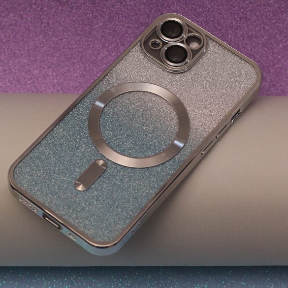 Glitter Chrome MagSafe-kompatibilis tok iPhone 14 Pro - kék-ezüst színű