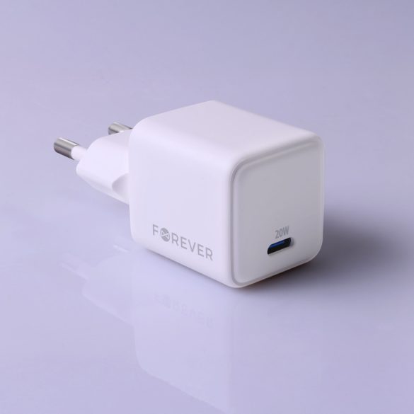 Forever TC-08-20C hálózati töltő 1xUSB-C csatlakozással GaN PD QC 20W - fehér