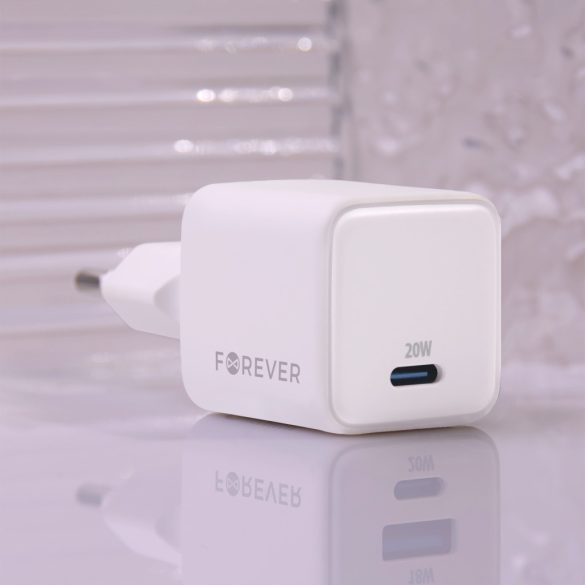 Forever TC-08-20C hálózati töltő 1xUSB-C csatlakozással GaN PD QC 20W - fehér