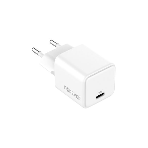 Forever TC-08-30C hálózati töltő 1xUSB-C csatlakozással GaN PD QC 30W - fehér