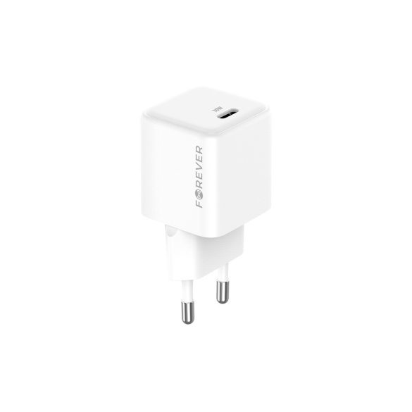 Forever TC-08-30C hálózati töltő 1xUSB-C csatlakozással GaN PD QC 30W - fehér