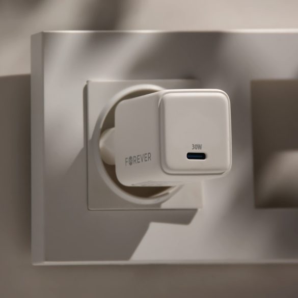 Forever TC-08-30C hálózati töltő 1xUSB-C csatlakozással GaN PD QC 30W - fehér