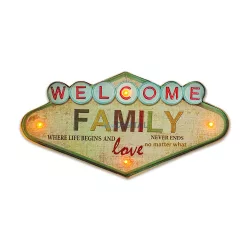Fém RETRO LED tábla Welcome Family Forever Light