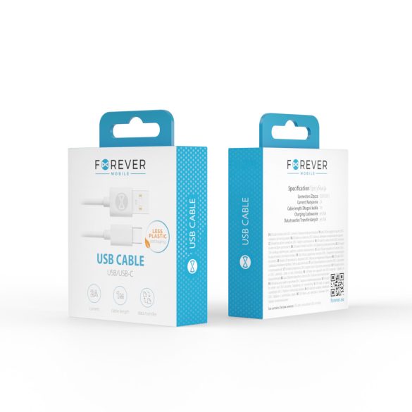Forever USB-A - Type-C kábel 2A 1m - fehér