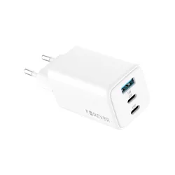   Forever TC-08-65ACC hálózati töltő 1xUSB-A és 2xUSB-C csatlakozással GaN PD QC 65W - fehér