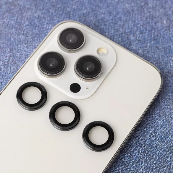 Kamera lencse védő fólia fekete szegéllyel iPhone 15 Pro/15 Pro Max - 3 db