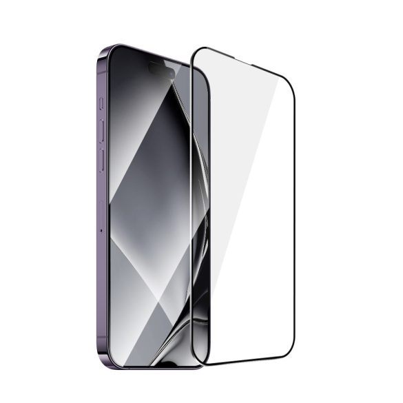 Fémszegélyes edzett üveg fekete szegéllyel iPhone 14 Pro Max