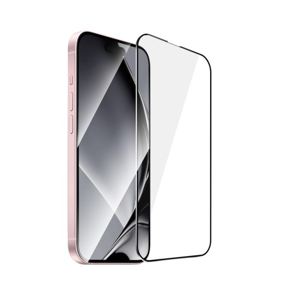 Fémszegélyes edzett üveg fekete szegéllyel iPhone 15