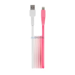   Setty kábel USB - Lightning 1,5 m 2,4A KGA-L-1.52420 fehér-rózsaszínes színátmenet