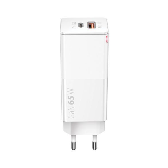 Forever Core hálózati töltő 1xUSB-A és 1xUSB-C csatlakozással PD QC3.0 GaN 65W - fehér