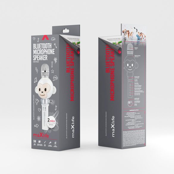 Maxlife MX-100 Animal Bluetooth mikrofon hangszóróval - fehér