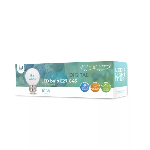 Forever Light Izzó LED E27 G45 2W 230V fehér neutralna 5 db