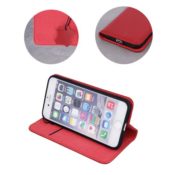 Geniune Leather Smart Pro könyvtok iPhone 12/12 Pro - vörös