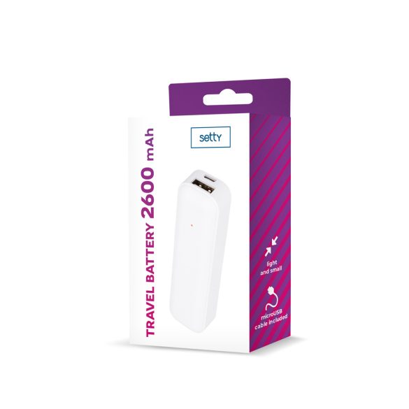 Setty mini powerbank 2600mAh - fehér