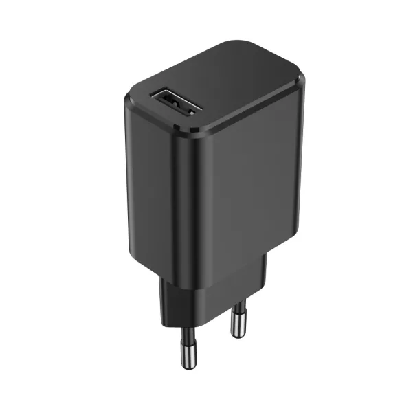 Setty hálózati töltő 1xUSB-A csatlakozással + Type-C kábel 3A - fekete