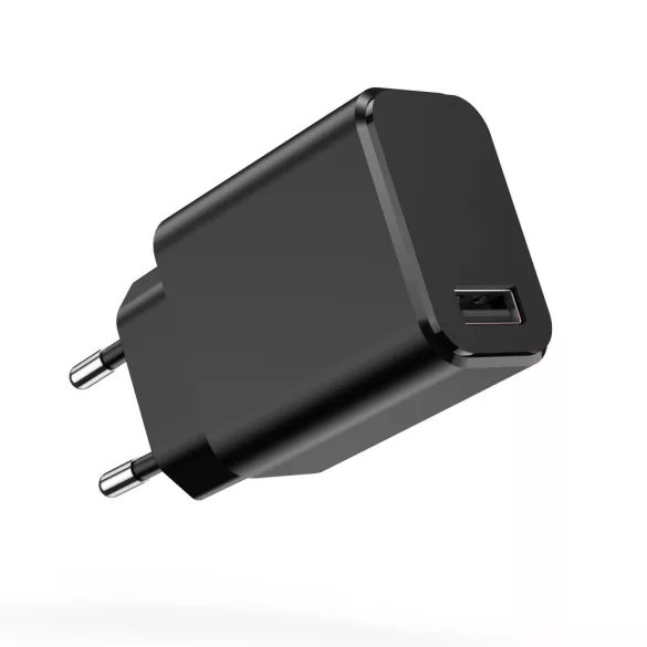 Setty hálózati töltő 1xUSB-A csatlakozással + Type-C kábel 3A - fekete