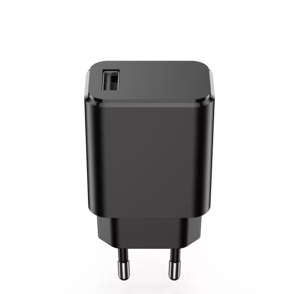 Setty hálózati töltő 1xUSB-A csatlakozással + Type-C kábel 3A - fekete