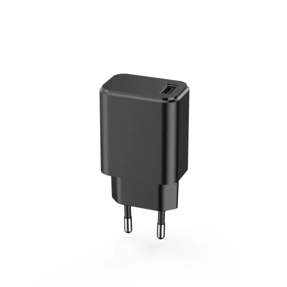 Setty hálózati töltő 1xUSB-A csatlakozással + Type-C kábel 3A - fekete